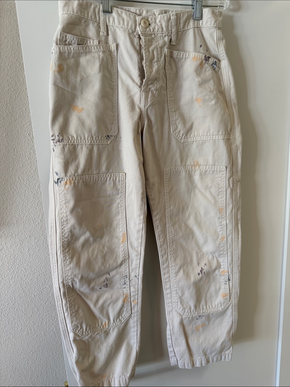 NSF cream utility splattered pants